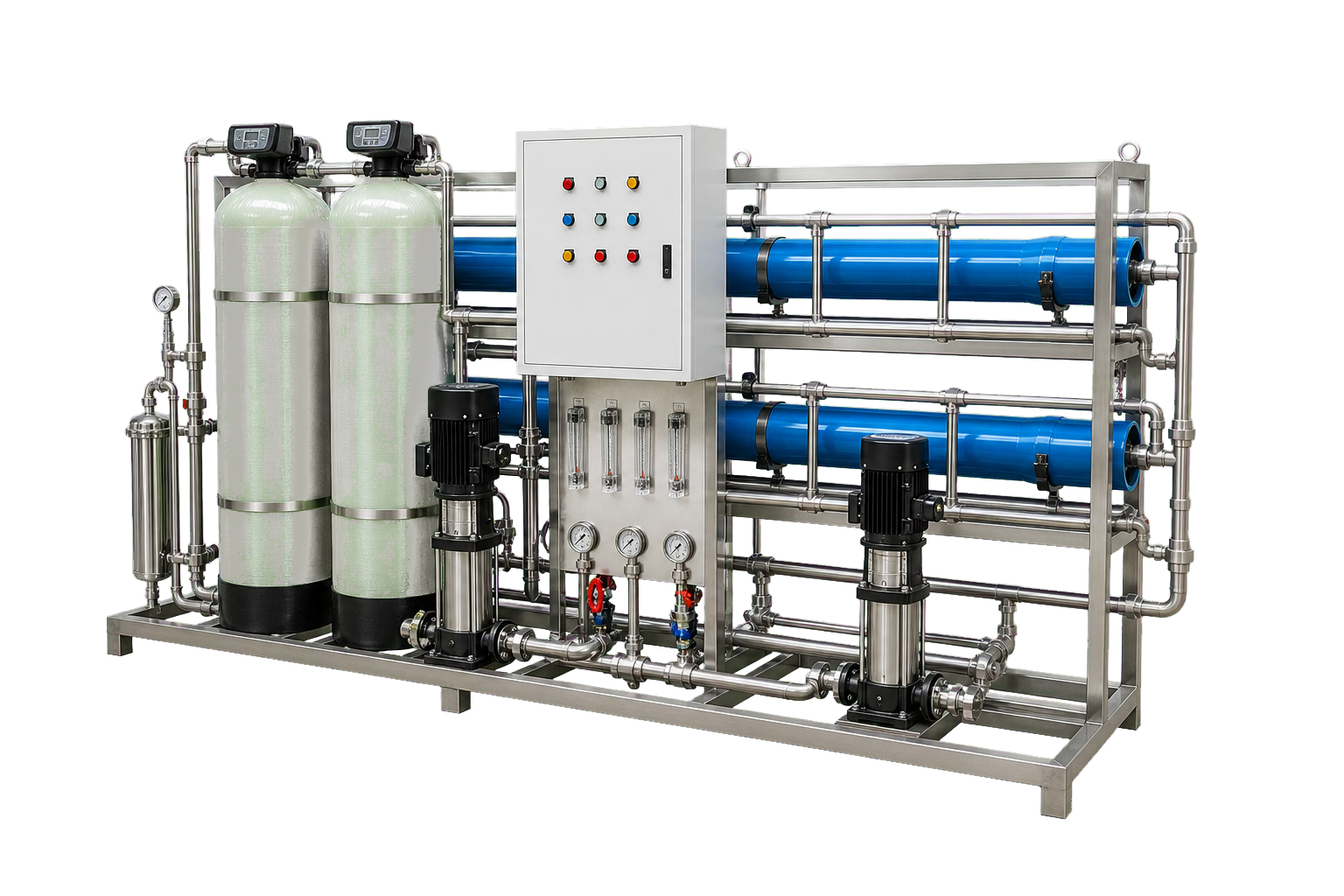 250 LPH 250 lph double pass automatic frp ro system configured for double pass & purified water systems