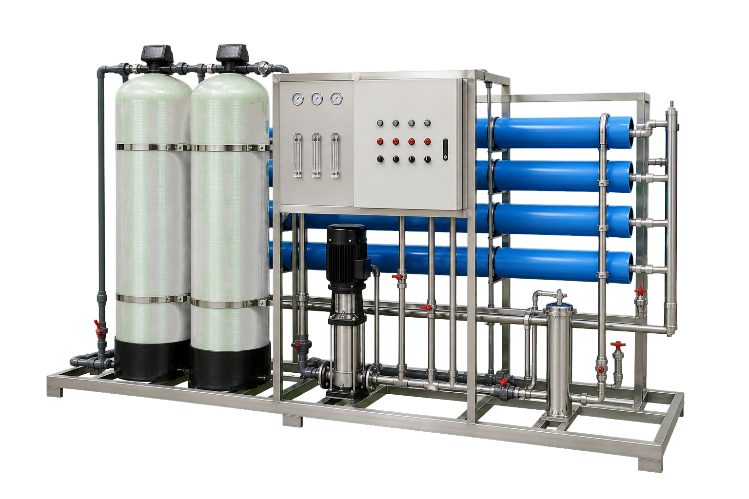 2 m3/h 2 m3/h single pass ro pure water system configured for reverse osmosis systems