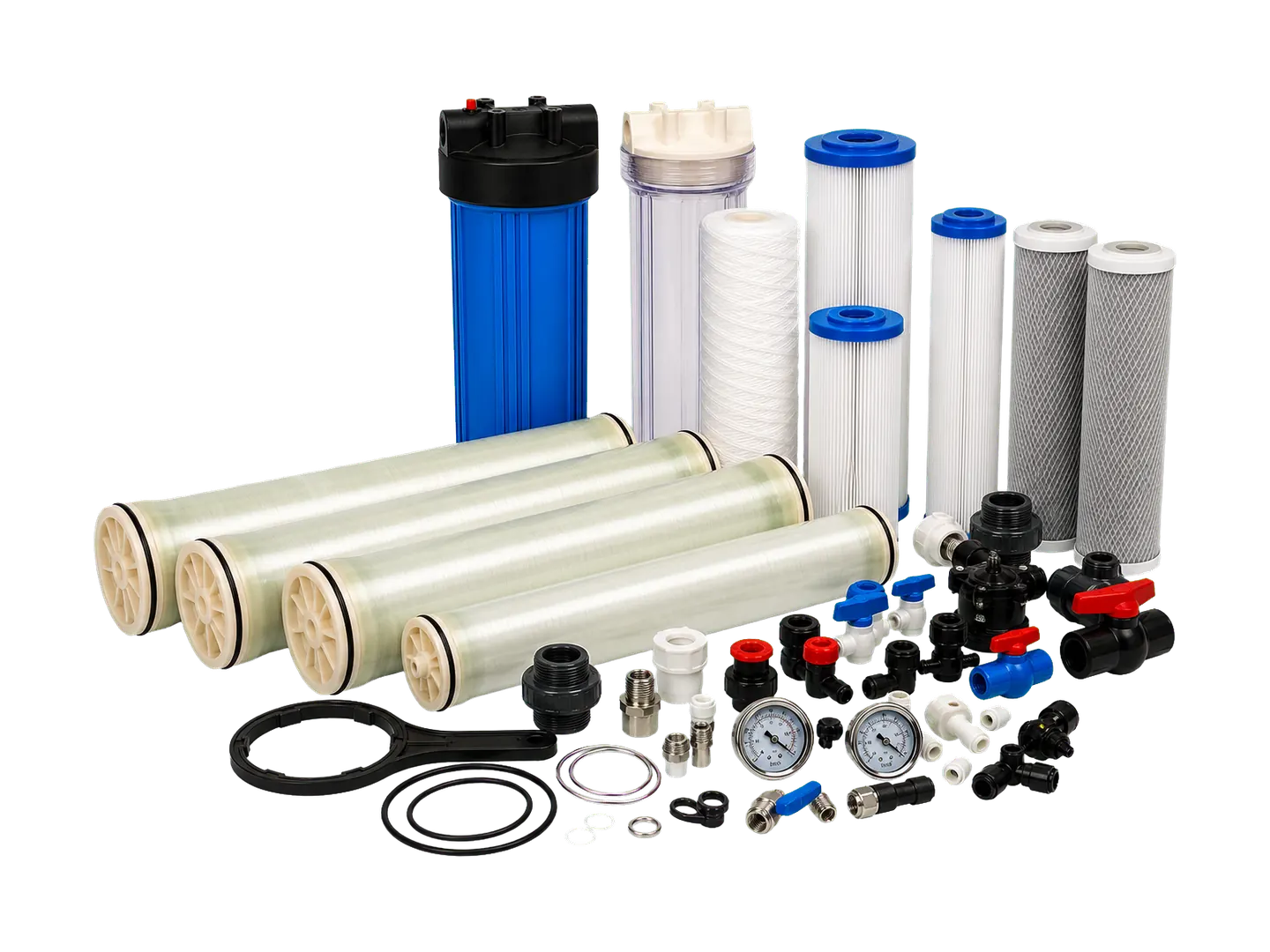 RO membrane consumables, filter cartridges and spare parts for pure water system maintenance